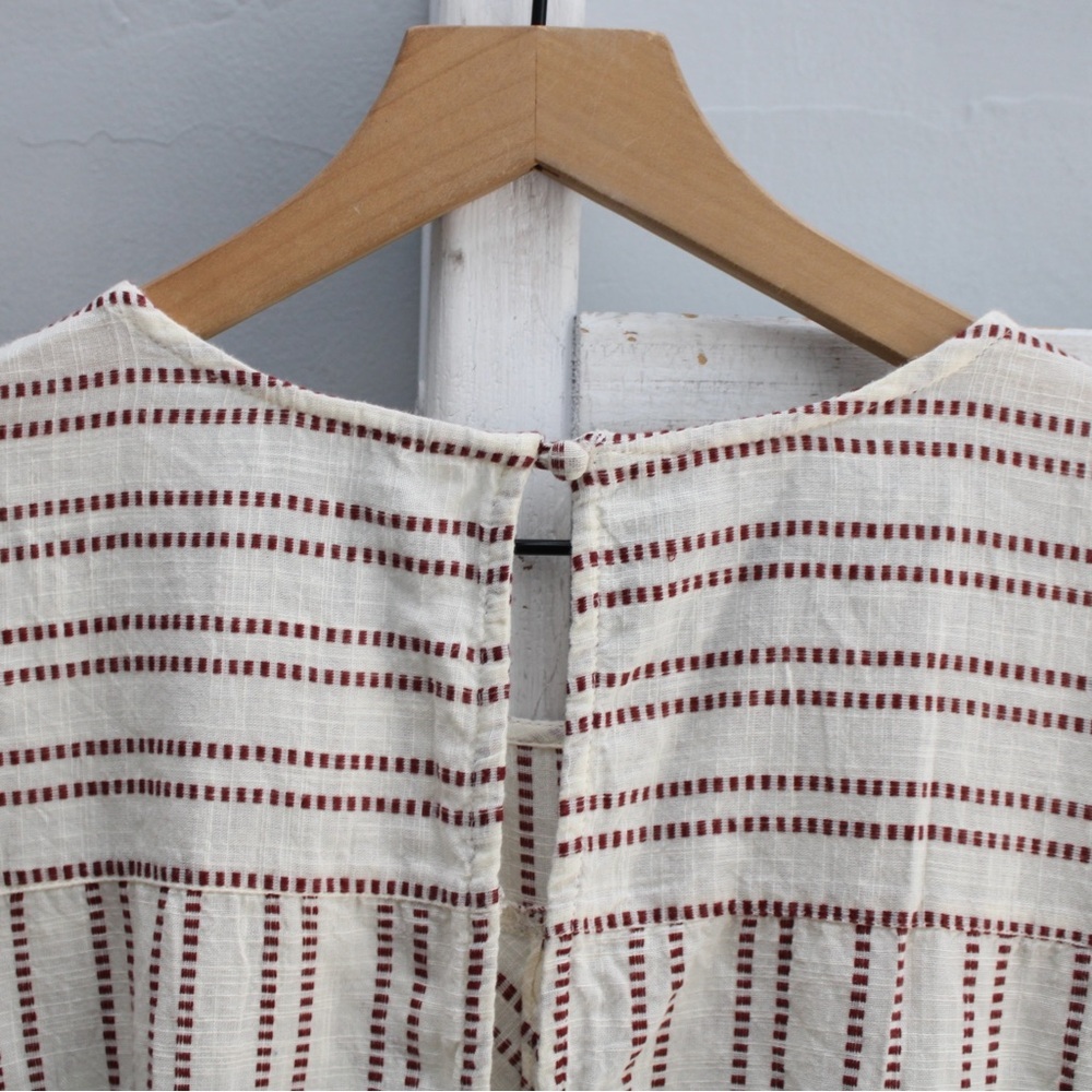 Free People Cream Brown Lightweight Kenny Striped One-Piece Jumpsuit Size Medium - Picture 9 of 11